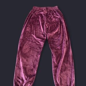 Velvet Jogger Pants in Deep Plum